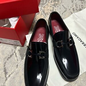 Salvatore Ferragamo Black Leather Men's Loafers